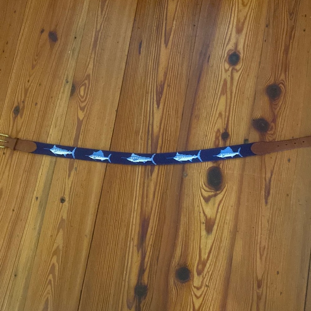 Smathers and Branson Blue Marlin HAND Needlepoint Men's Belt